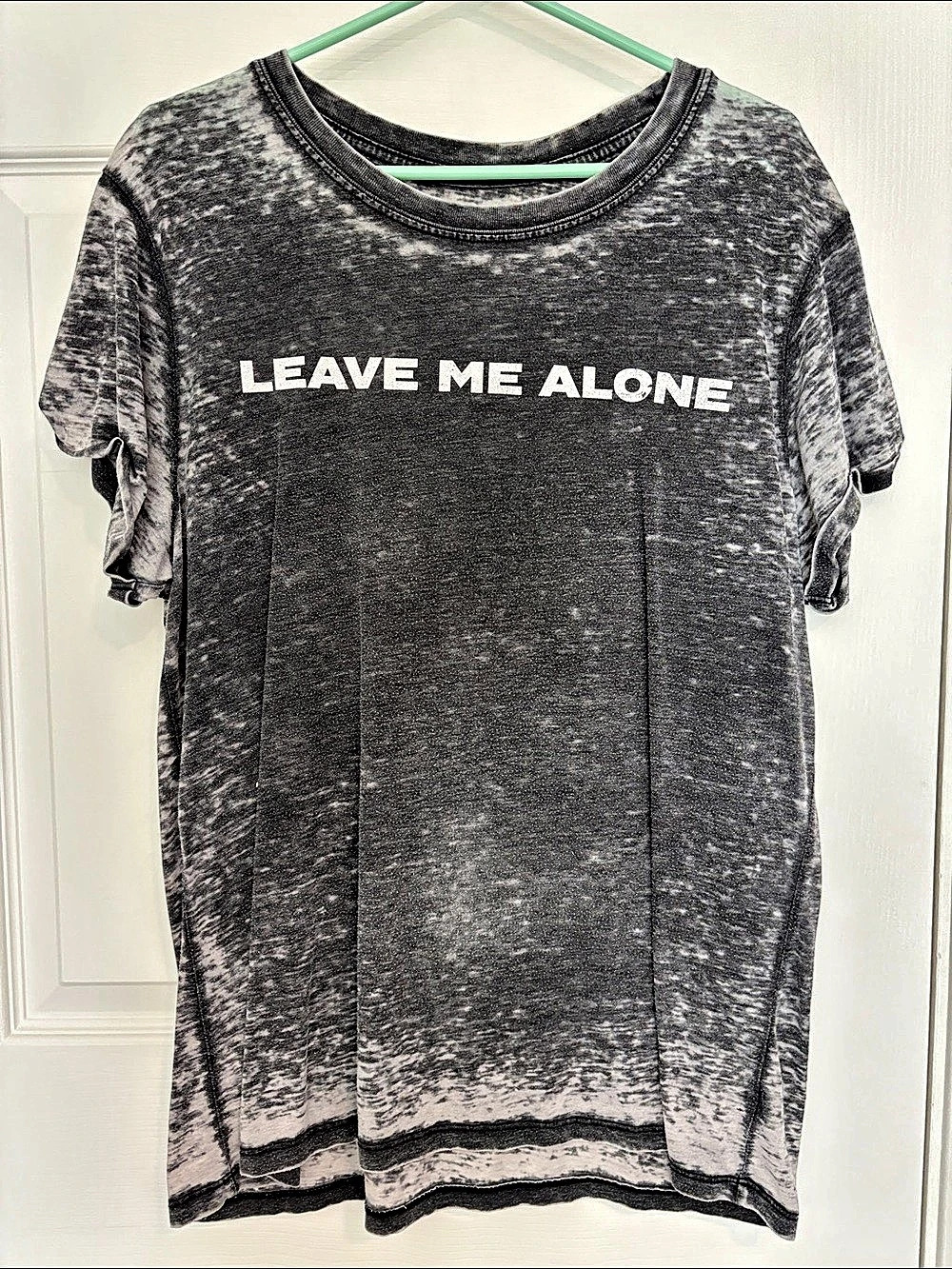 Recycled Karma Leave Me Alone Fitted T-Shirt Gray Large